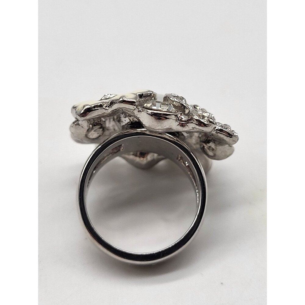 Lia Sophia "Catch The Bouquet" Crystal Rhinestone Faux Pearl Fashion Ring Size 6 - Picture 3 of 11